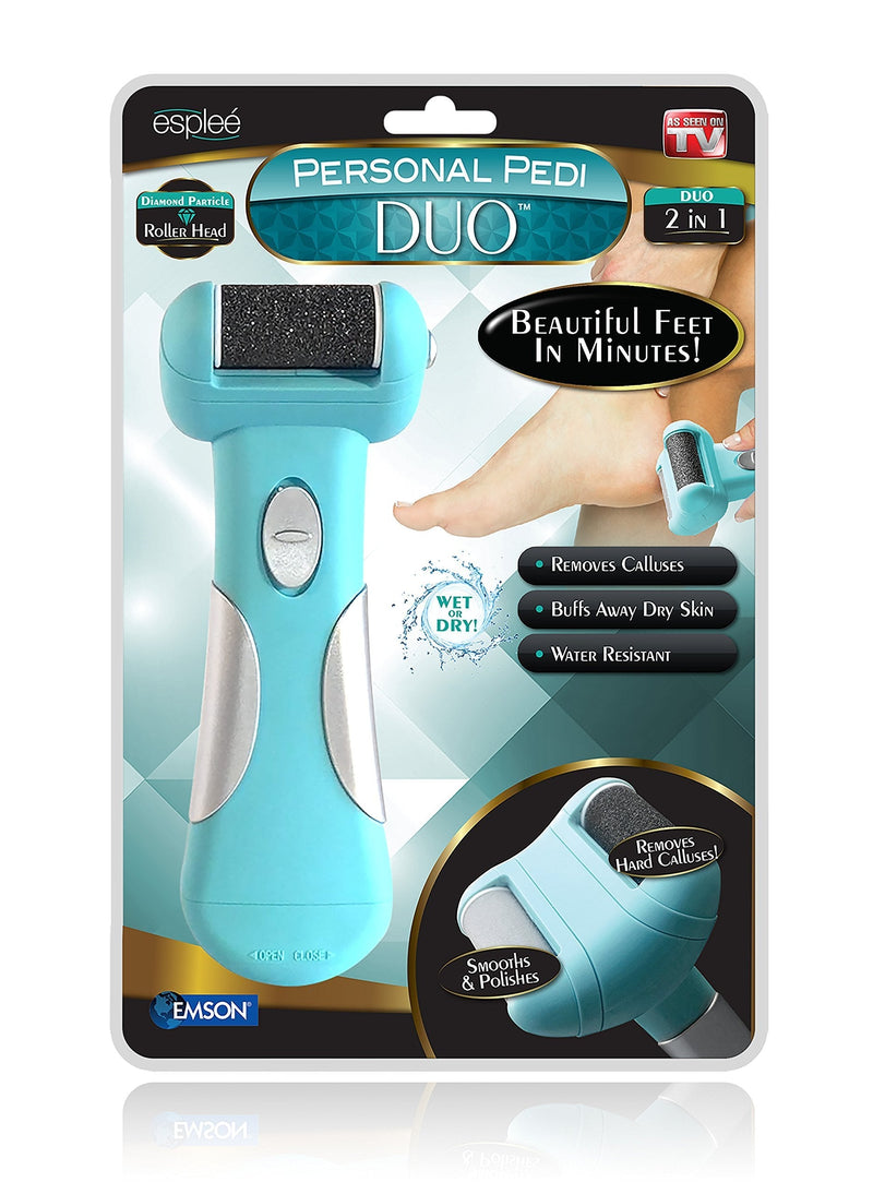 Personal Pedi Duo by Esplee- Powerful Electric Foot File and Callus Remover with Diamond Particles For Dry, Cracked, Dead Skin on your Heels and Feet. – Turquoise – As Seen On TV - BeesActive Australia