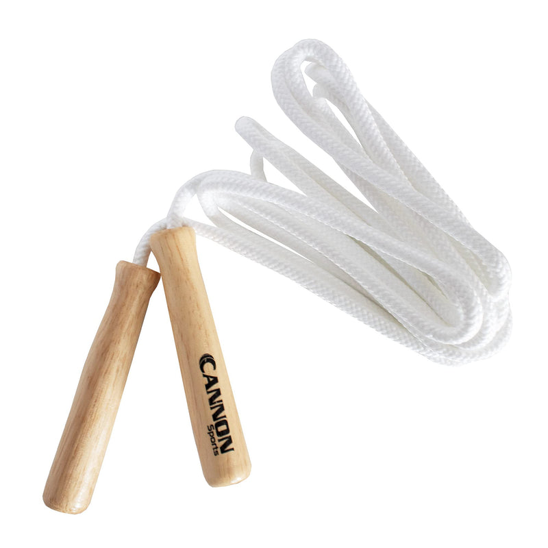 Cannon Sports White Jump Ropes with Wooden Handles & Braided Polyester for Fitness, Exercise & Home Gym 8-feet - BeesActive Australia