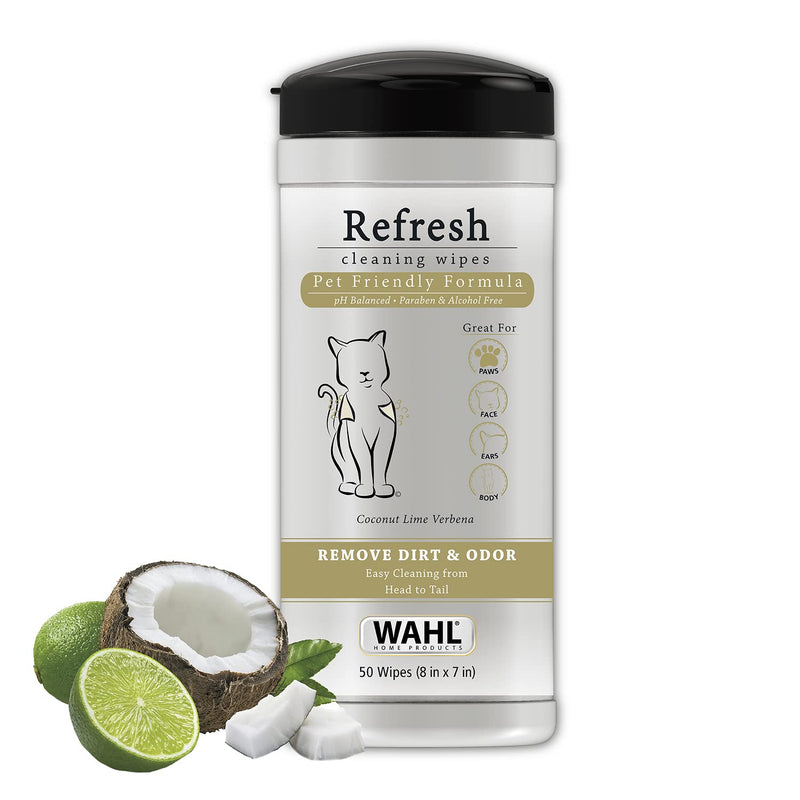 WAHL Cat Refresh Cleaning Wipes with Oatmeal Formula for Refreshing and Cleaning Dirty Cats - 50 Count - 820017-500 - BeesActive Australia