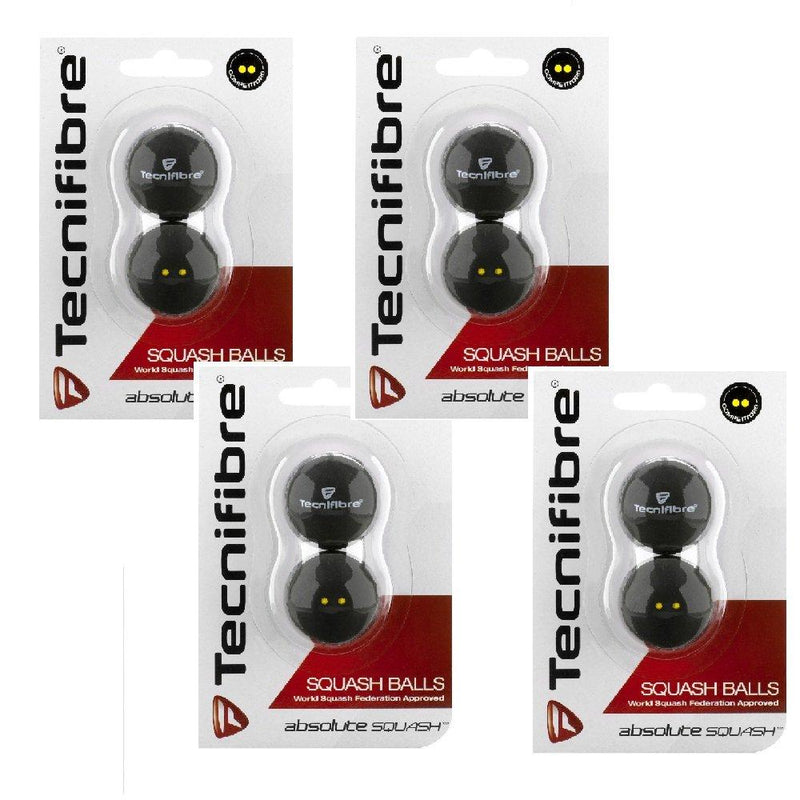 [AUSTRALIA] - Tecnifibre Double Yellow Dot Squash Balls - 8 Pack 