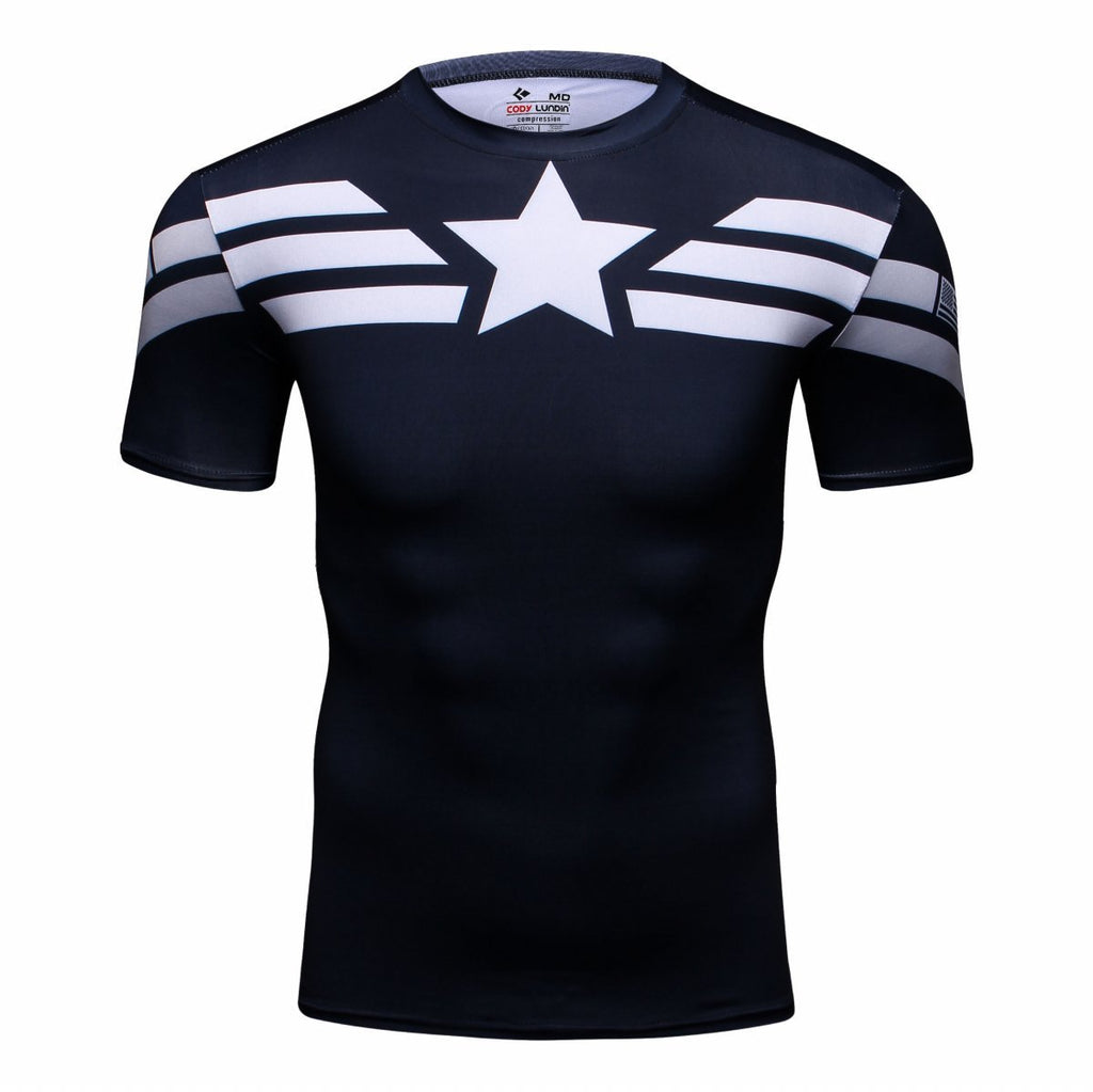 Red Plume Men's Film Super-Hero Series Compression Sports Shirt Running Short Sleeve Tee Medium Leader C - BeesActive Australia