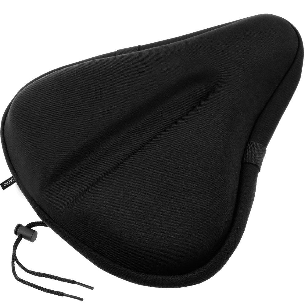 Zacro Gel Bike Seat, Big Size Soft Wide Excercise Bicycle Cushion for Bike Saddle, Comfortable Cover Fits Cruiser and Stationary Bikes, Indoor Cycling Black - BeesActive Australia