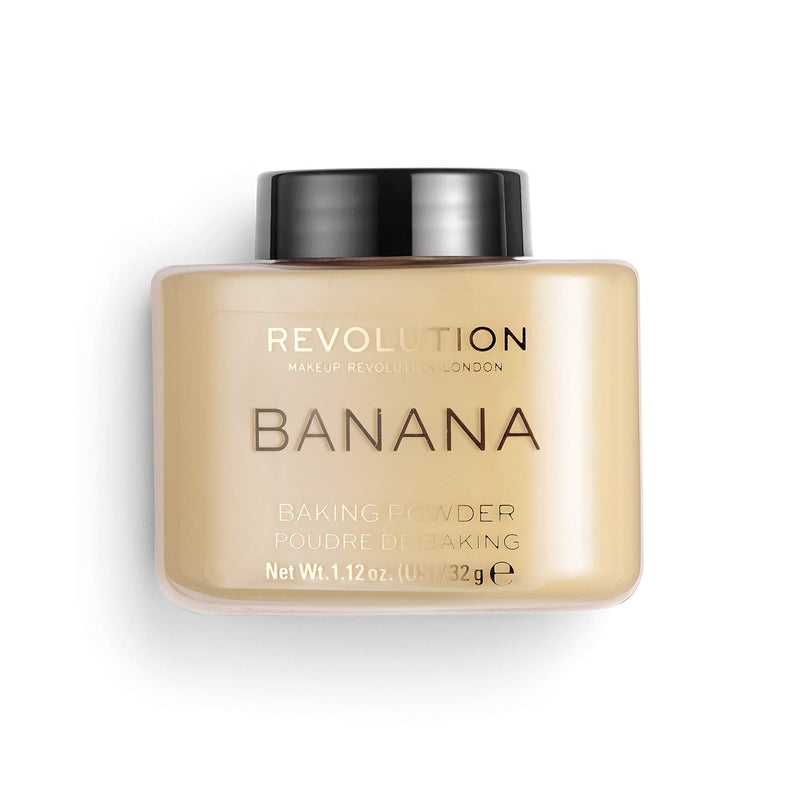 Makeup Revolution Luxury Banana Powder Loose Powder Make up for Medium Skin Tones, Brightening Make Up Powder Foundation, Baking Powder for Balancing Skin Tone, Makeup Powder for Banishing Shine - BeesActive Australia