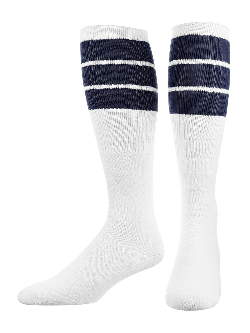 TCK Retro 3 Stripe Tube Socks Navy Large - BeesActive Australia