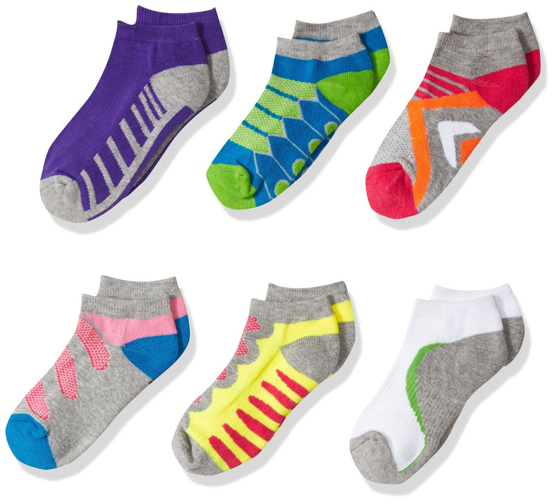 Jefferies Socks Girls' Big Tech Sport Low Cut Socks 6 Pack Big Girls Small Multi - BeesActive Australia