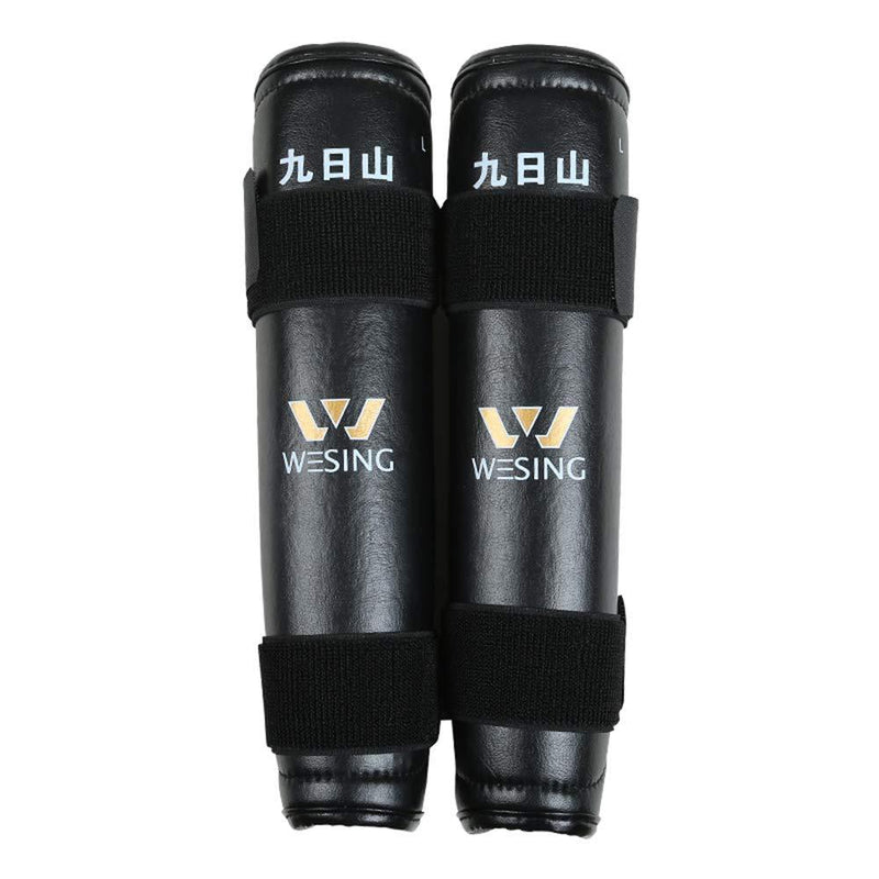 [AUSTRALIA] - Wesing Sanda Shin Guards Protective Gear Leg Pads Protective Muay Thai Boxing Competition Leg Guard Black Large 