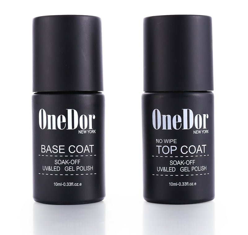 OneDor Gel Top Coat & Base Coat Soak Off Polish Set Kit, UV Led Cured Required (No Wipe Top Coat & Base Coat) - BeesActive Australia