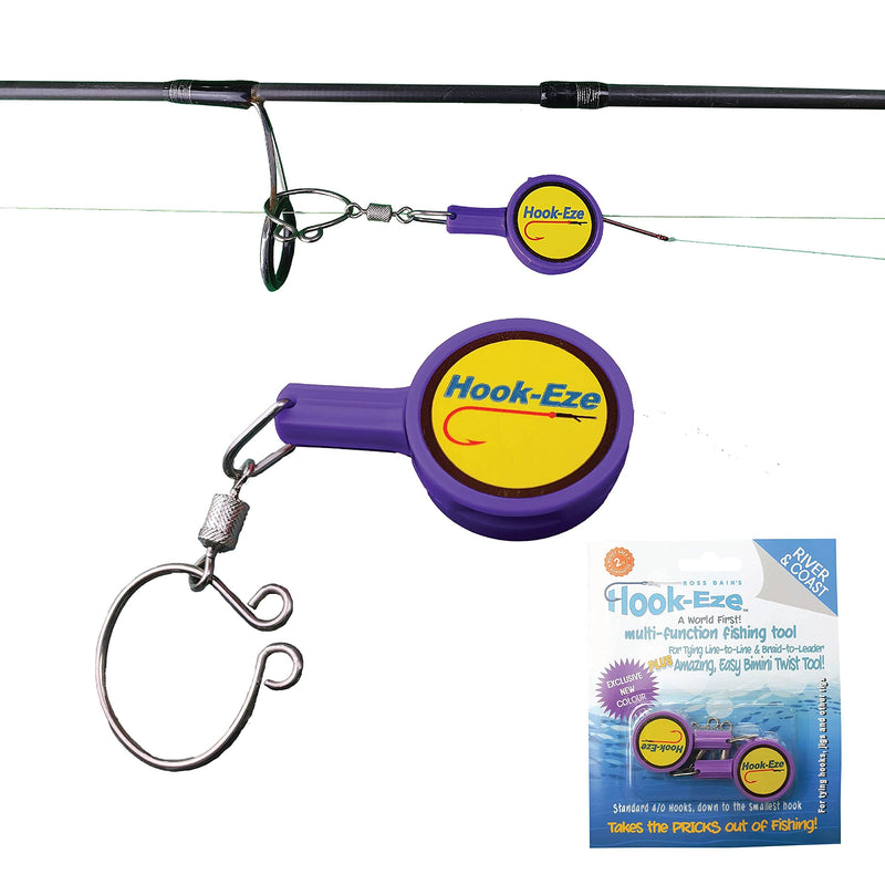 HOOK-EZE Fishing Gear Knot Tying Tool - Cover Fishing Hooks While Tying Strong Fishing Knots. Quick Knot Tool is Easy to Use, Great Fishing Accessories for Every Tackle Box. Suitable for All Ages Purple - BeesActive Australia
