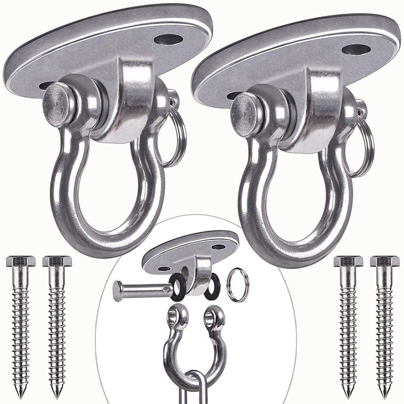 BeneLabel Set of 2 Permanent Antirust Stainless Steel 304 Heavy Duty Swing Hangers, 2000 LB Capacity, 4 Wood Screws for Wooden Beam, Yoga Hammock Chair Sandbag, Swing Sets, 180° Swing - BeesActive Australia
