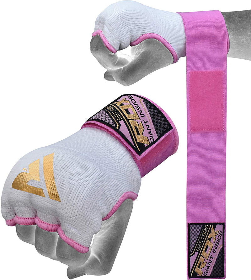 [AUSTRALIA] - RDX Ladies Boxing Hand Wraps Inner Gloves for Punching – Women Elasticated Padded Bandages Under Mitts - Quick Long Wrist Support, Fist Protector - Great for MMA, Muay Thai & Kickboxing Training Pink Medium 