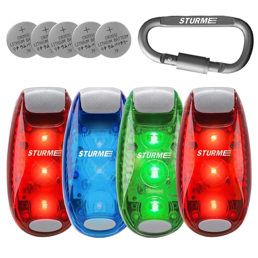 STURME LED Safety Light Strobe Lights for Daytime Running Walking Bicycle Bike Kids Child Woman Dog Pet Runner Best Flashing Warning Clip on Small Reflective Set Flash Walk Night High Visibility Blue Green Redx2 - BeesActive Australia