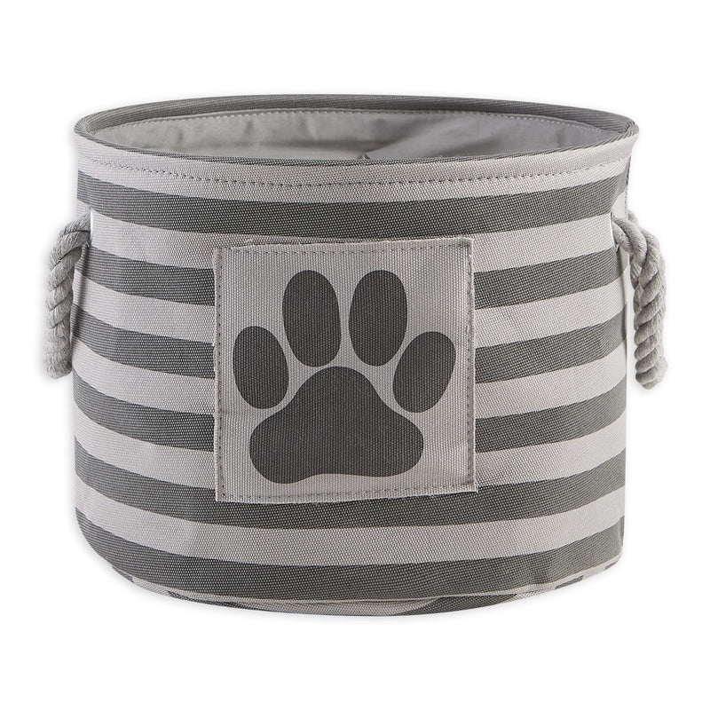 Bone Dry Pet Storage Collection Striped Paw Patch Bin, Small Round, Gray - BeesActive Australia