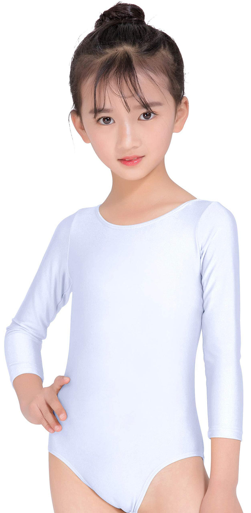 [AUSTRALIA] - Speerise Kids Long Sleeve Ballet Dance Leotard Dancewear for Child 6 White 
