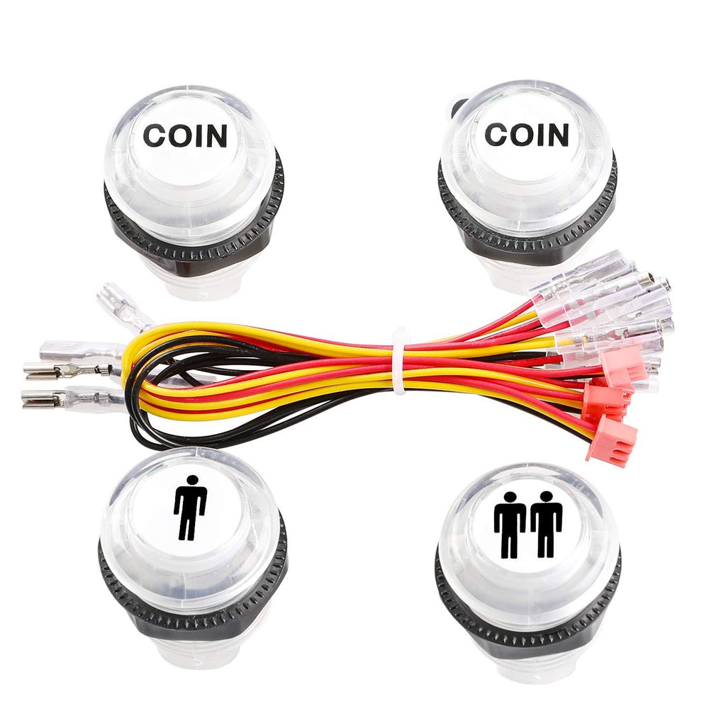 Easyget 4 Pcs/Lot 5V LED Illuminated Push Button 1P / 2P Player Start Buttons / 2X Coin Buttons for MAME / Jamma / Fighting Games / Arcade Video Games - BeesActive Australia