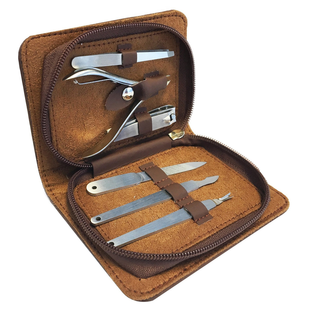 Evriholder Dapper Man, Six Piece Grooming Kit with Leather Carrying Case, Manicure and Pedicure Tool Set Hand Grooming Kit - BeesActive Australia