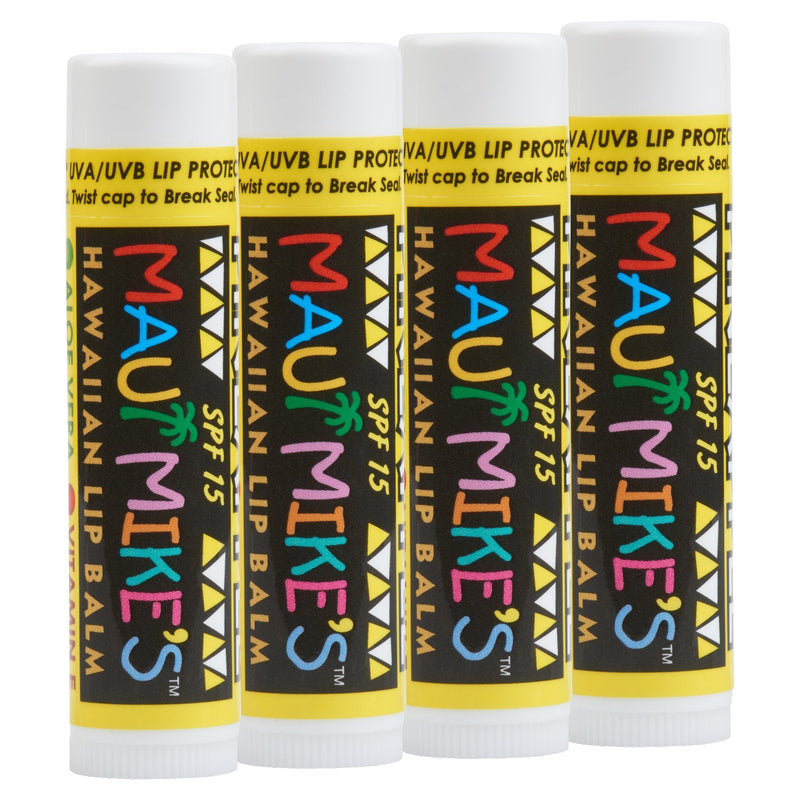 MAUI MIKE'S BEST LIP BALM SPF-15 PINEAPPLE (4 PACK) SP-15 SPF, Vitamin E, Aloe Vera and Beeswax. - BeesActive Australia