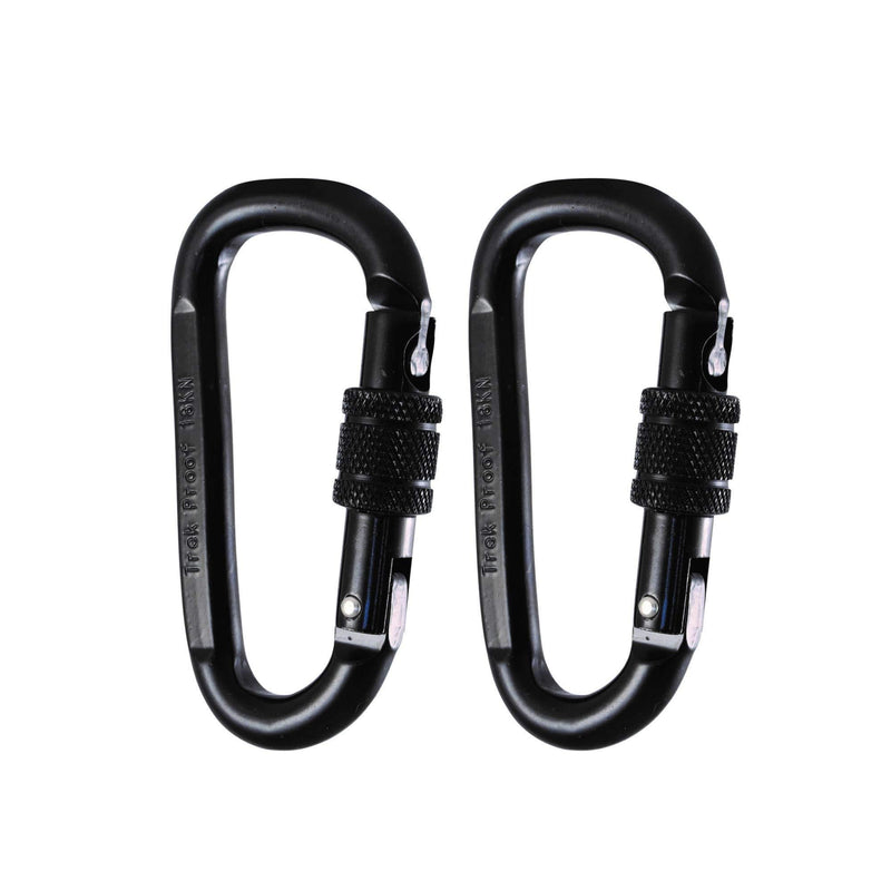Locking Carabiner Clip, 2-Pack 18KN Heavy Duty Carabiner made of Steel Alloy for Hammocks, Camping, Hiking, Traveling and more - Black - 4000 lb. Weight Capacity - BeesActive Australia
