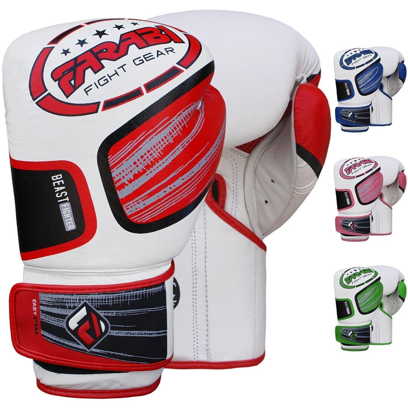 [AUSTRALIA] - Farabi Boxing Gloves Beast Fighter Series Fight Gloves MMA, Cage Fight, Muay Thai Training Sparring (Red, 10-oz) Red 