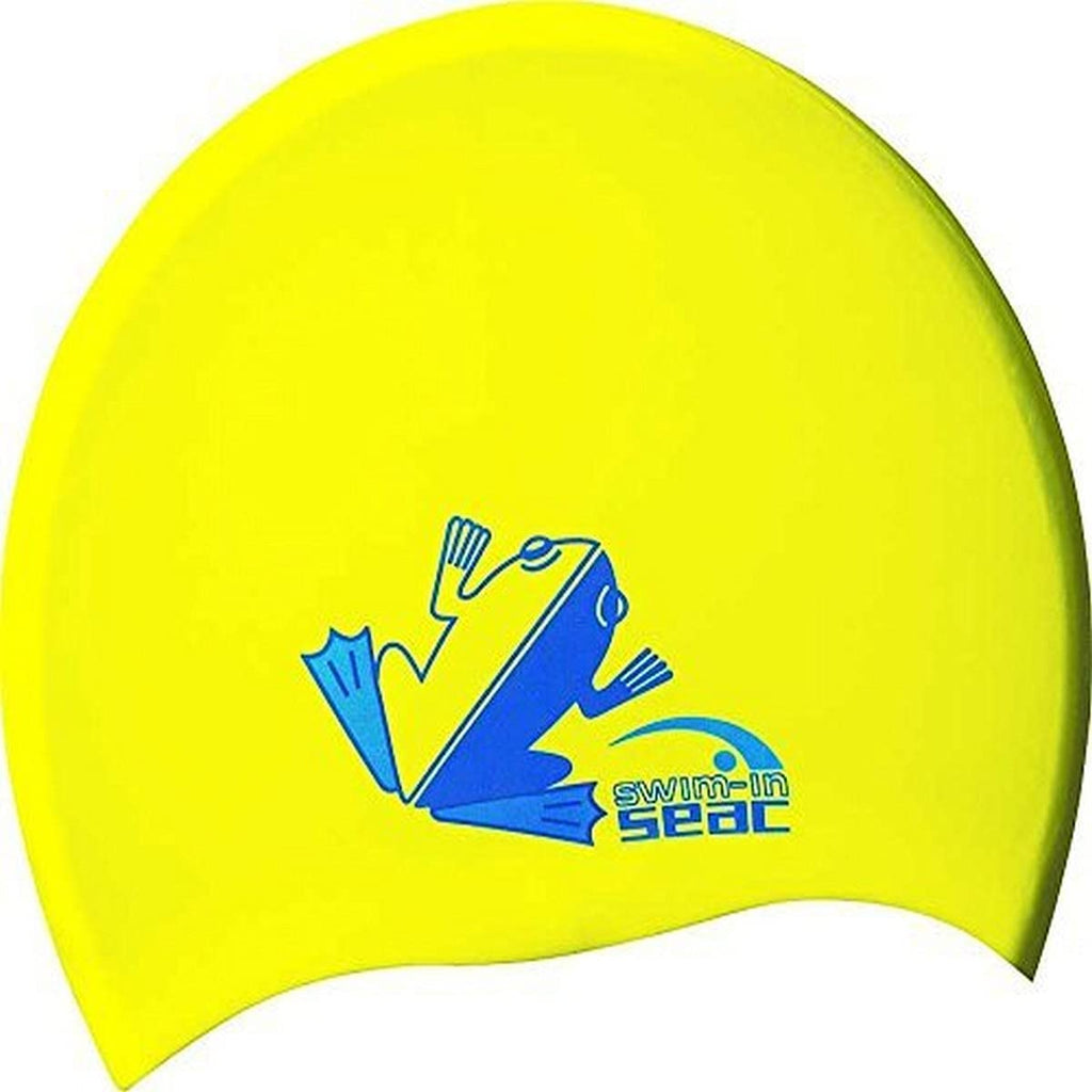 SEAC Youth Silicone Swim Cap, Blue Yellow - BeesActive Australia