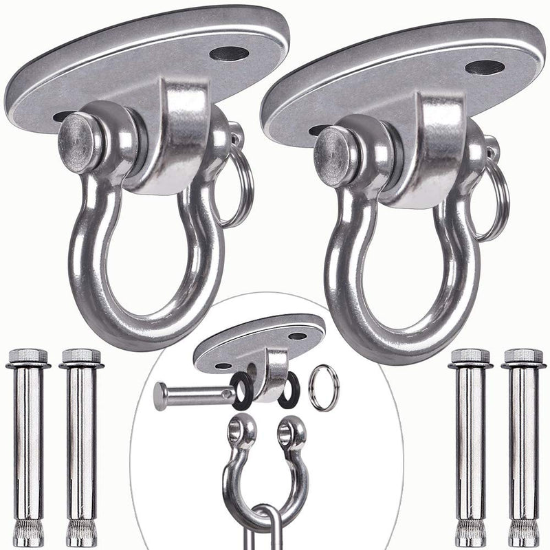 BeneLabel Set of 2 Permanent Antirust Stainless Steel 304 Heavy Duty Swing Hangers, 2000 LB Capacity, 4 Expansion Bolts for Concrete, Yoga Hammock Chair Sandbag, Swing Sets, 180° Swing - BeesActive Australia