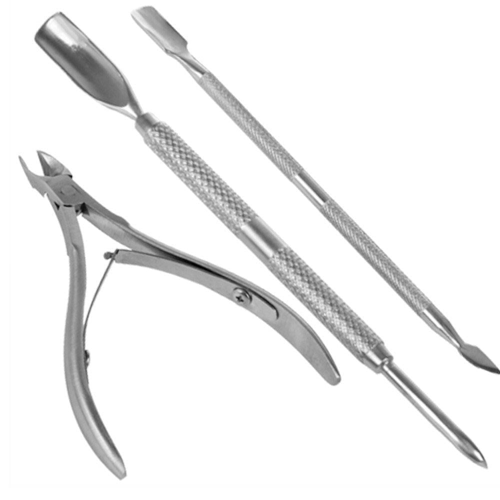 Nail Cuticle Spoon Pusher Remover Nail Cut Tool Pedicure Manicure Set. Pocket Nail Cuticle Nipper Pack Contains Nail Trimmer, Pack of 3 - BeesActive Australia