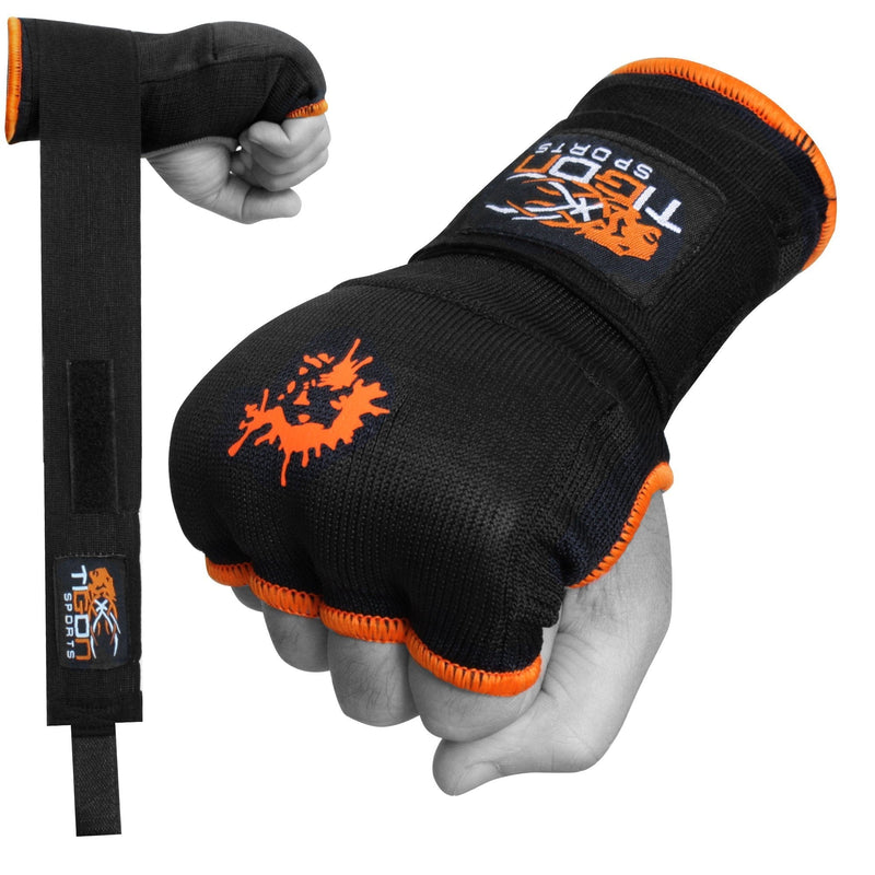 [AUSTRALIA] - Tigon Boxing Gel Inner Gloves, Hand Wraps Bandages, Boxing Gloves, Cotton Bandages Pair MMA Punch Bag Handwraps Black X-Large 