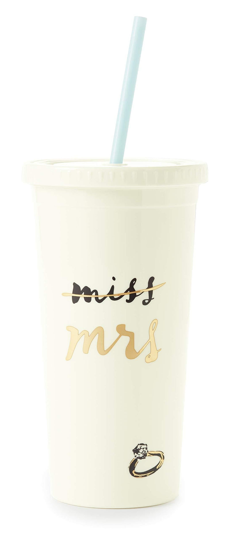 Kate Spade New York Bridal Insulated Tumbler with Reusable Straw, 20 Ounces, Miss to Mrs. (White) - BeesActive Australia
