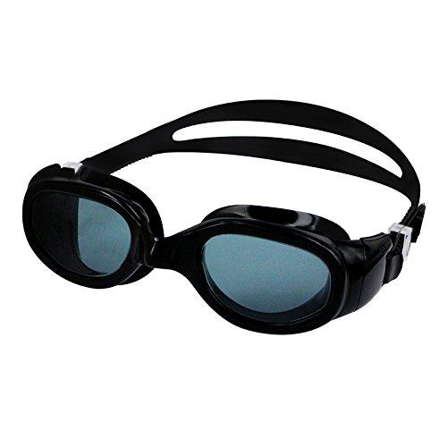 [AUSTRALIA] - LANE 4 Swim Goggle - Flat Lenses Streamline Design, Anti-Fog UV Protection,Easy Adjusting Comfortable Leak Proof, Recreation and Fitness for Adults Men Women #32720 (Black) 