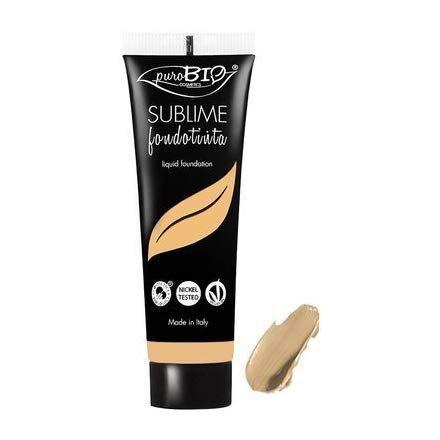 PuroBIO Certified Organic SUBLIME Long-Lasting Liquid Foundation with Anti-Aging and Mattifying properties, Color 03 light/ medium. ORGANIC. VEGAN. NICKEL TESTED. MADE IN ITALY - BeesActive Australia