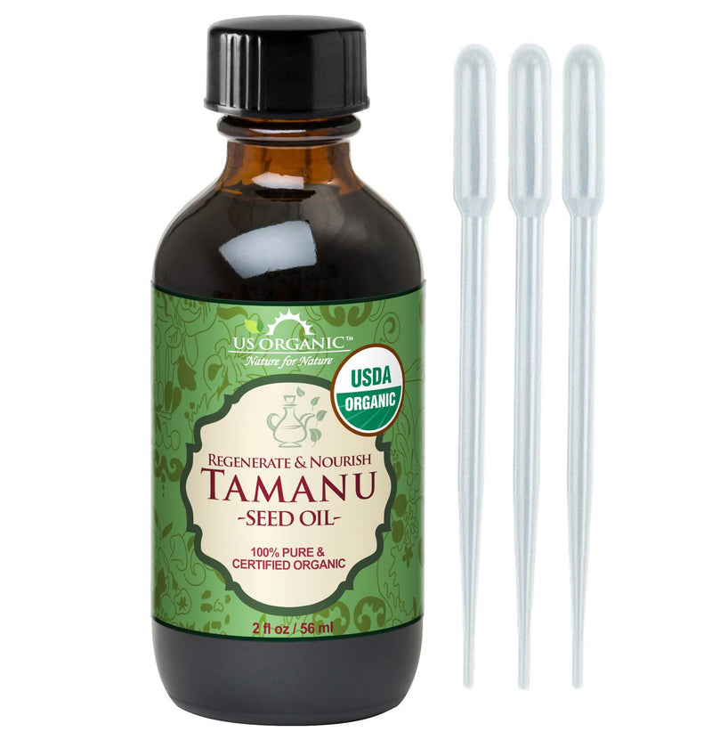 US Organic Tamanu Oil, Certified Organ Pure Virgin Cold Pressed Unrefined, Best for Nail Fungus, Acne, Stretch Mark, Eczema, Hair loss, Psoriasis, Sunburn, Athlete Foot_Improved packaging_2oz 2 Fl Oz - BeesActive Australia