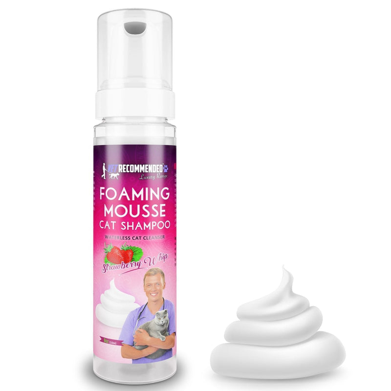 Vet Recommended Waterless Cat Shampoo Foaming Mouse - Strawberry Patch Scent (8 Oz/240 ml). for Sensitive Skin, Detergent and Alcohol Free. Helps in Cleaning, Conditioning & Moisturizing. Made in USA - BeesActive Australia