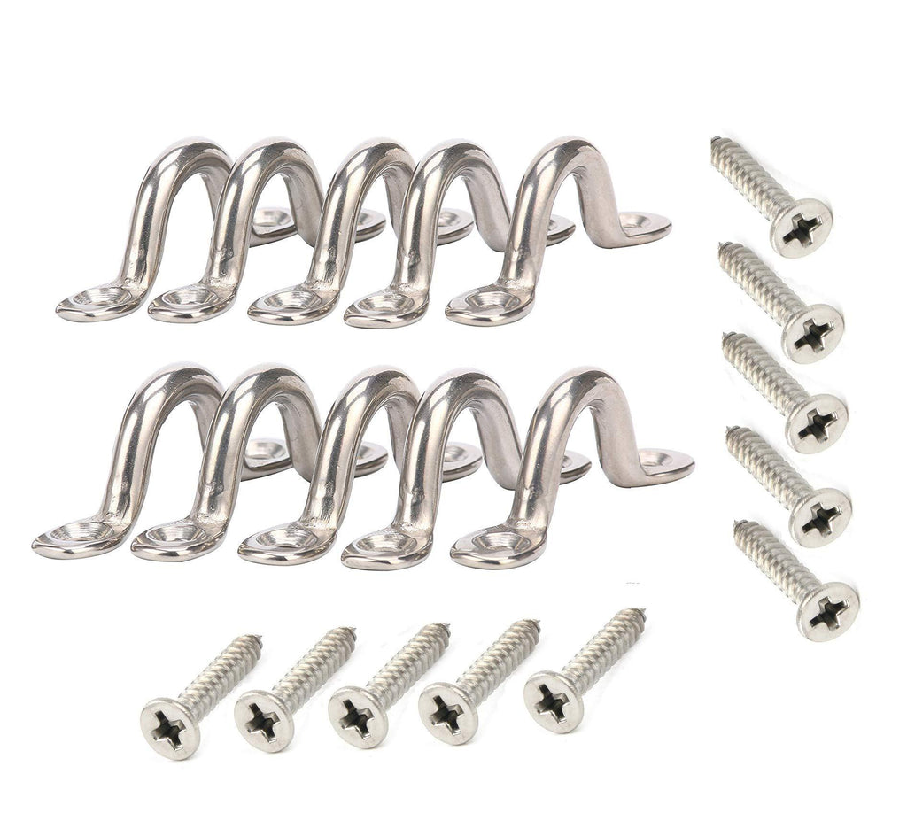 [AUSTRALIA] - Amarine Made Pack of 10 Stainless Steel Bimini Boat Top PAD Eye, Eye Straps, Tie Down, Kayak Deck Loops, Tie Down Anchor Point, footman's Loop for Kayak Canoe Rigging 