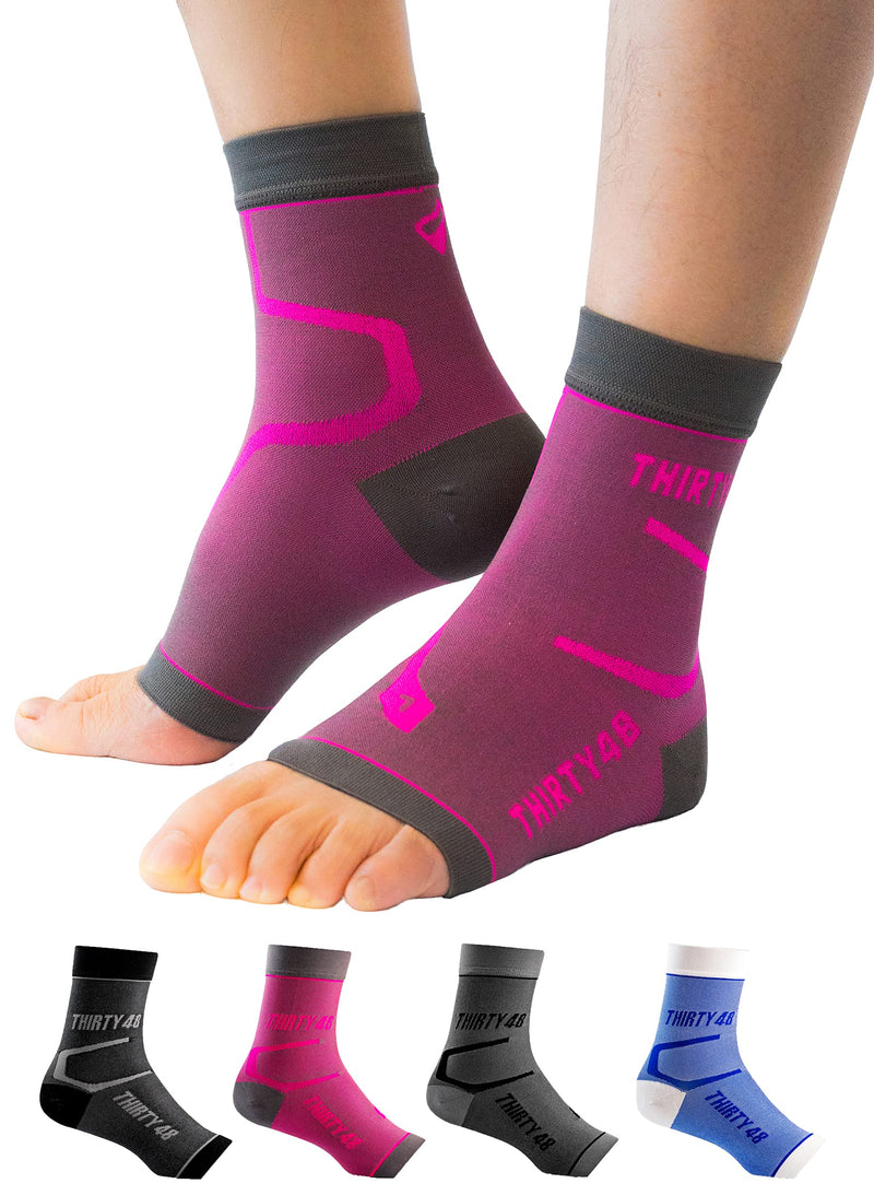 Thirty48 Plantar Fasciitis Compression Socks(1 or 2 Pairs), 20-30 mmHg Foot Compression Sleeves for Ankle/Heel Support, Increase Blood Circulation, Relieve Arch Pain, Reduce Foot Swelling Pink (1 Pair) Large - BeesActive Australia