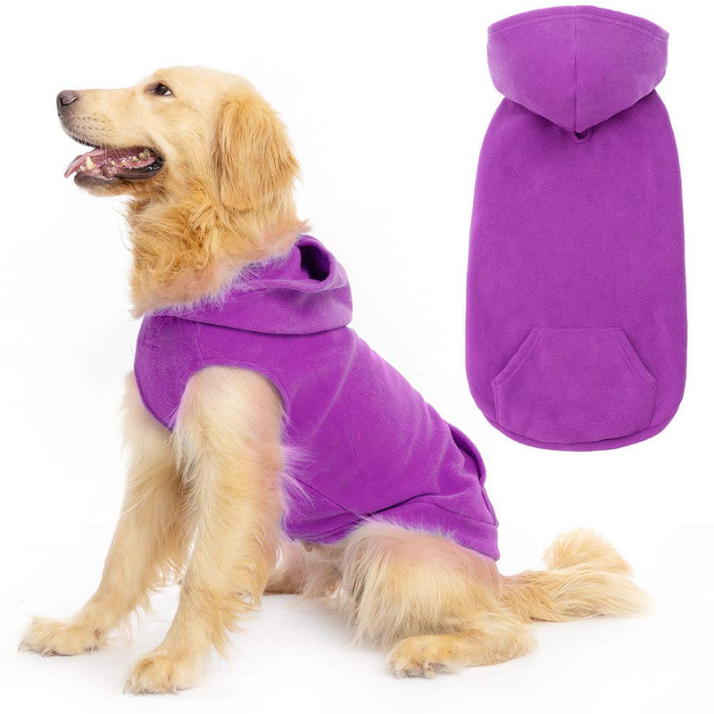 EXPAWLORER Fleece Basic Dog Hoodie with Pocket, Soft and Warm Dog Sweater with Leash Hole or O-Ring, Dog Cold Weather Clothes, Winter Coat for S-XXL Dogs XX-Large(Pack of 1) Purple - BeesActive Australia