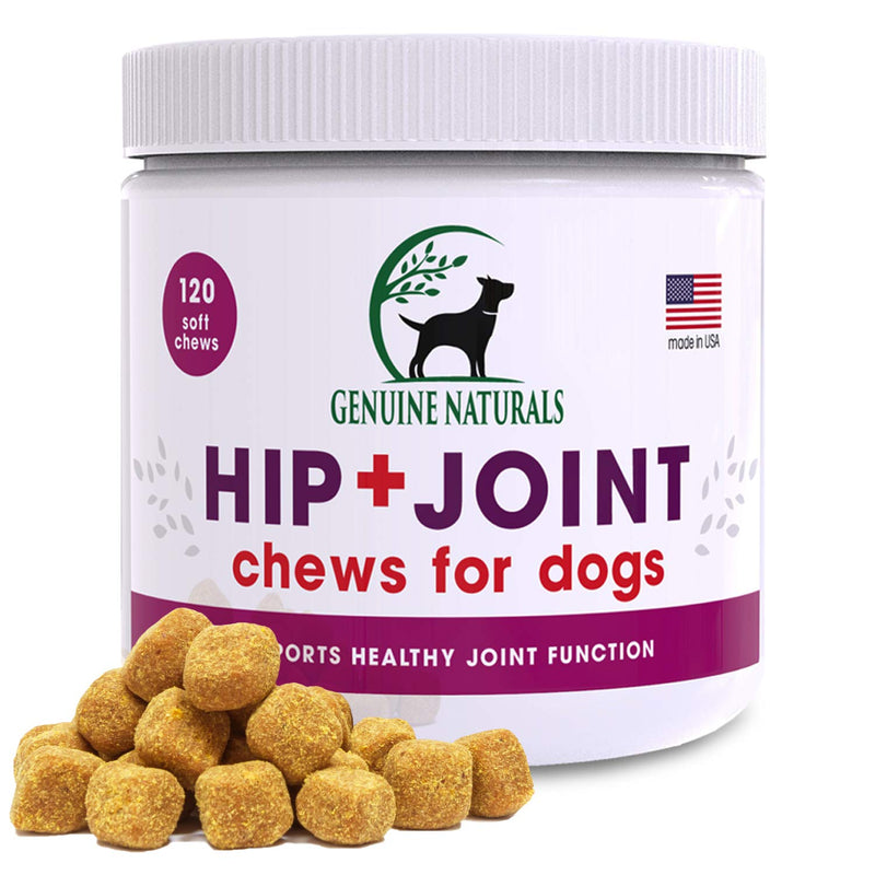 Genuine Naturals™ Glucosamine Chondroitin, MSM, Organic Turmeric Soft Chews, Hip and Joint Supplement for Dogs, Supports Healthy Joint Function and Helps with Pain Relief, 120-Count - BeesActive Australia