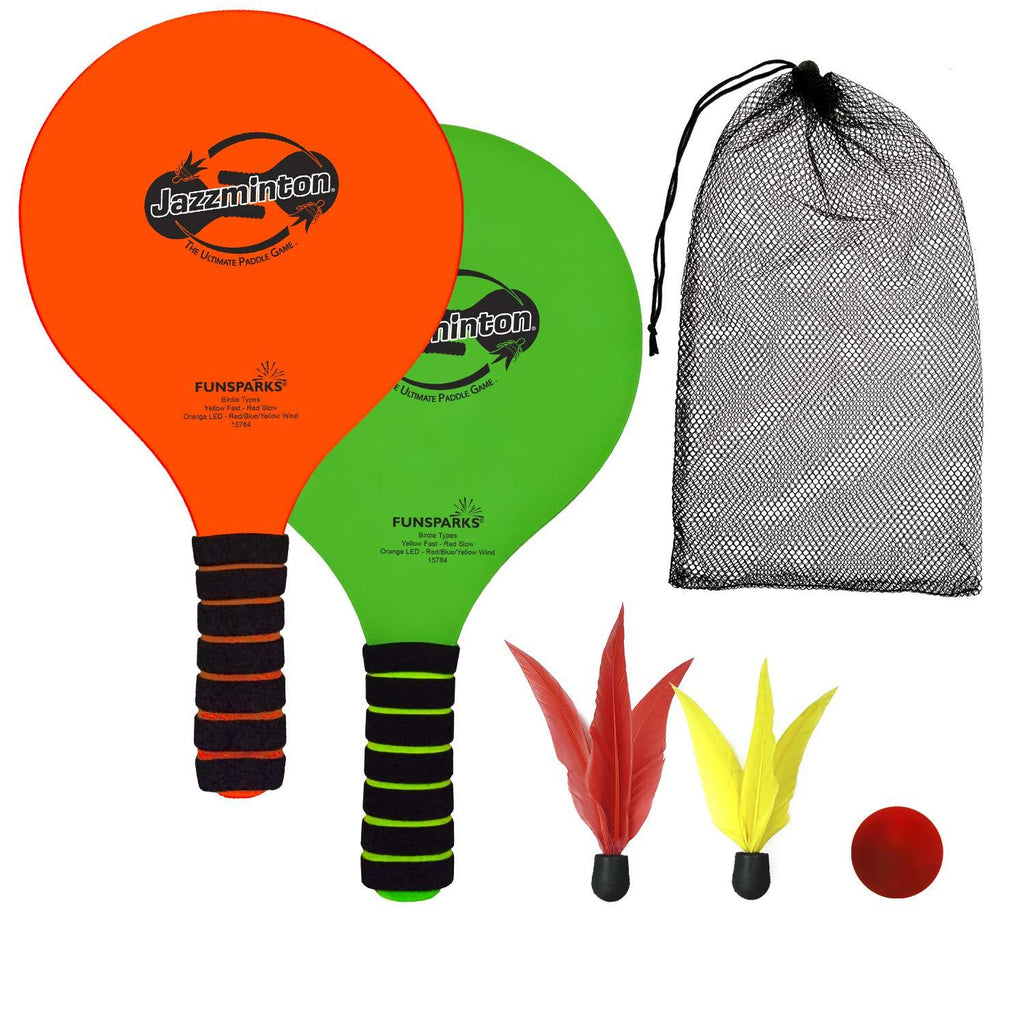 Jazzminton Lite – Indoor & Outdoor Game for Family and Friends – 2 Paddles, 2 Birdies, 1 Ball - All Season Paddle Game for Kids and Adults – Take Your Kids Outside for Some Active Fun - BeesActive Australia