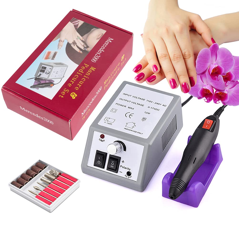 Nail Drill Machine Acrylic Nail File, Nail Art Kit Electric Manicure Pedicure Kit for Gel Acrylic Nails, 20000RPM Nail Buffer Machine Nail Art Drill Kit with Nail Drill Bits for Salon Home Use Silver - BeesActive Australia