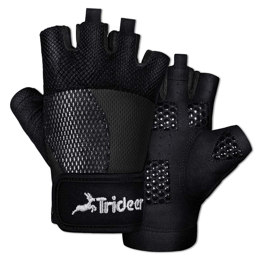 Trideer Workout Gloves for Women, Lightweight & Breathable Fingerless Weight Lifting Gloves Female, Padded Gym Gloves with Wrist Wrap, Exercise Accessories for Weight Training Black Small (6.3-7.1 in) - BeesActive Australia