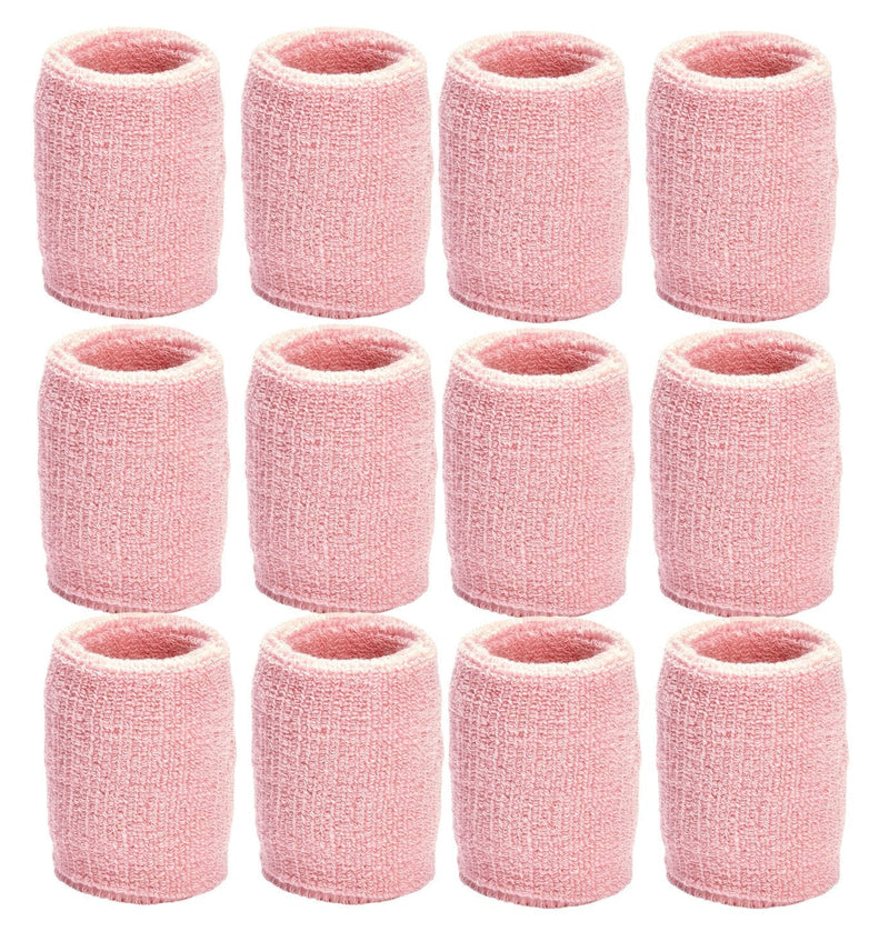 Unique Sports Wristbands / Sweatbands Pack of 12 (6 pair) Pink - BeesActive Australia