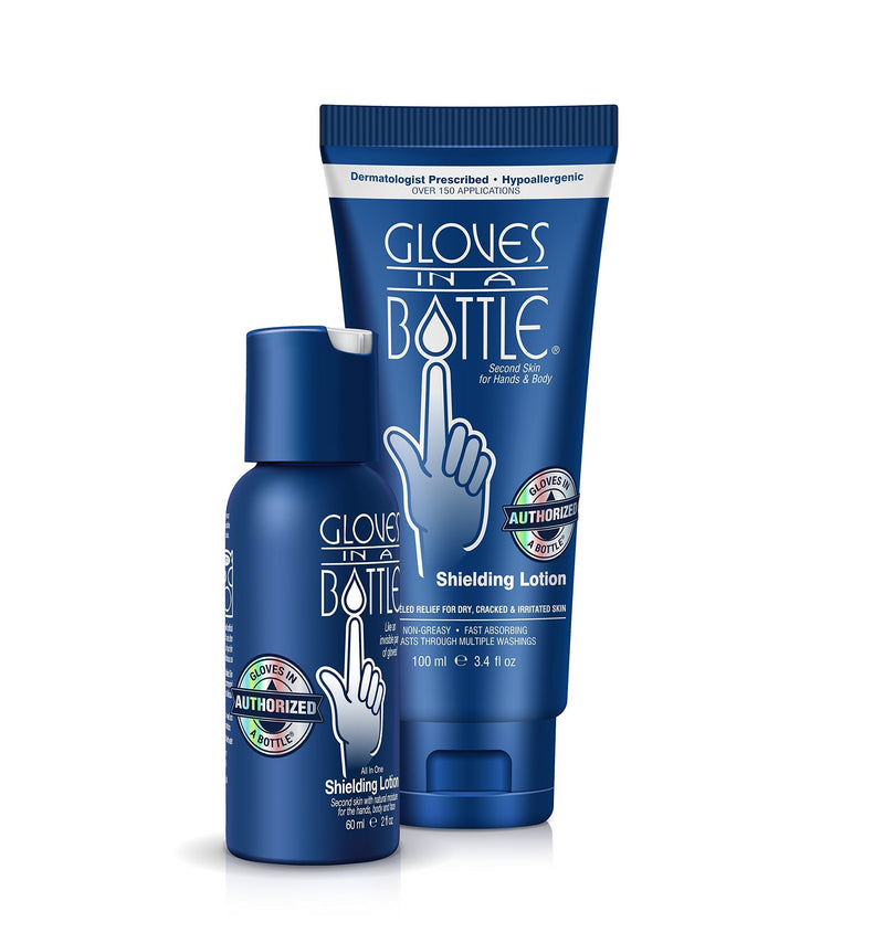 Gloves In A Bottle Shielding Lotion 3.4oz/100ml Tube + 2oz Combo - Second Skin for Hands & Body 2 Piece Assortment - BeesActive Australia
