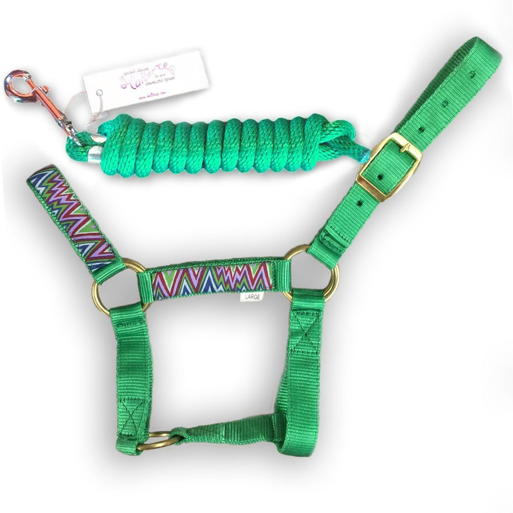 [AUSTRALIA] - HalterUp Cute and Stylish Miniature Horse Halters and Lead Ropes (2 Item Bundle) Available in 10 Colors…A Great Fitting Halter That’s Strong and Durable Yet Comfortable. green Medium 