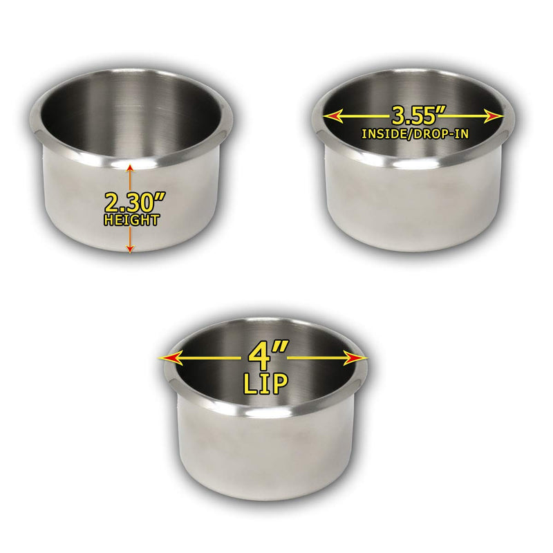 Da Vinci Lot of 10 Drop in Stainless Steel Poker Table Jumbo Cup Holders 4 Inch Wide - BeesActive Australia