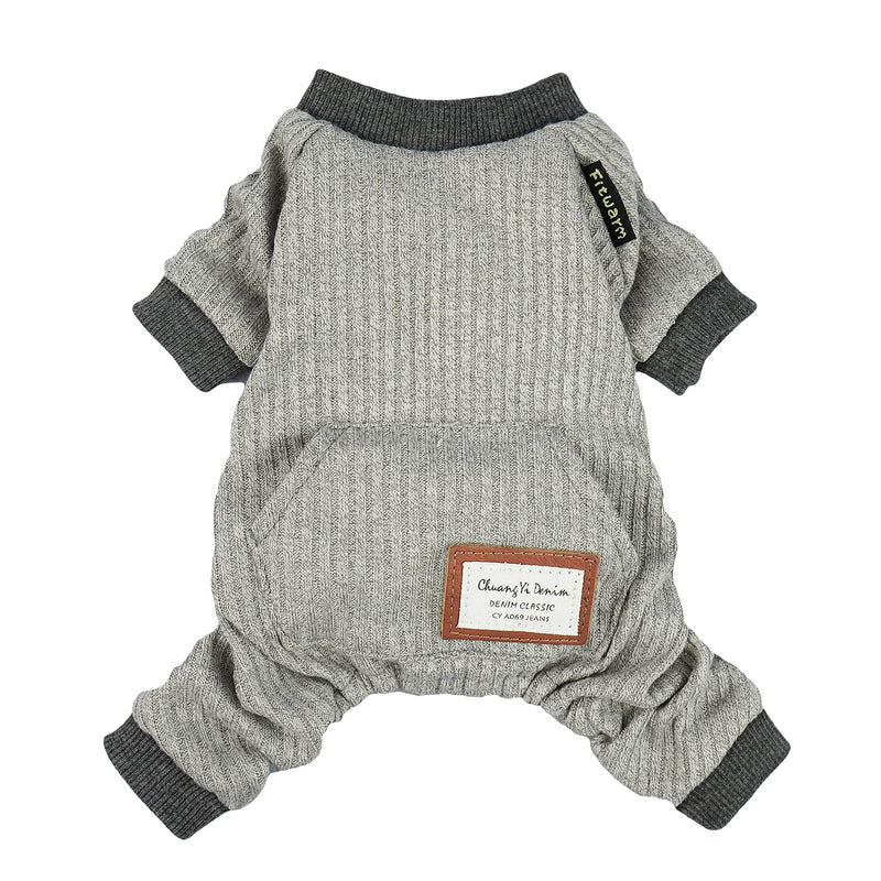 Fitwarm Lightweight Knitted Comfy Pet Clothes for Dog Pajamas PJS Coat Jumpsuit Grey Medium - BeesActive Australia