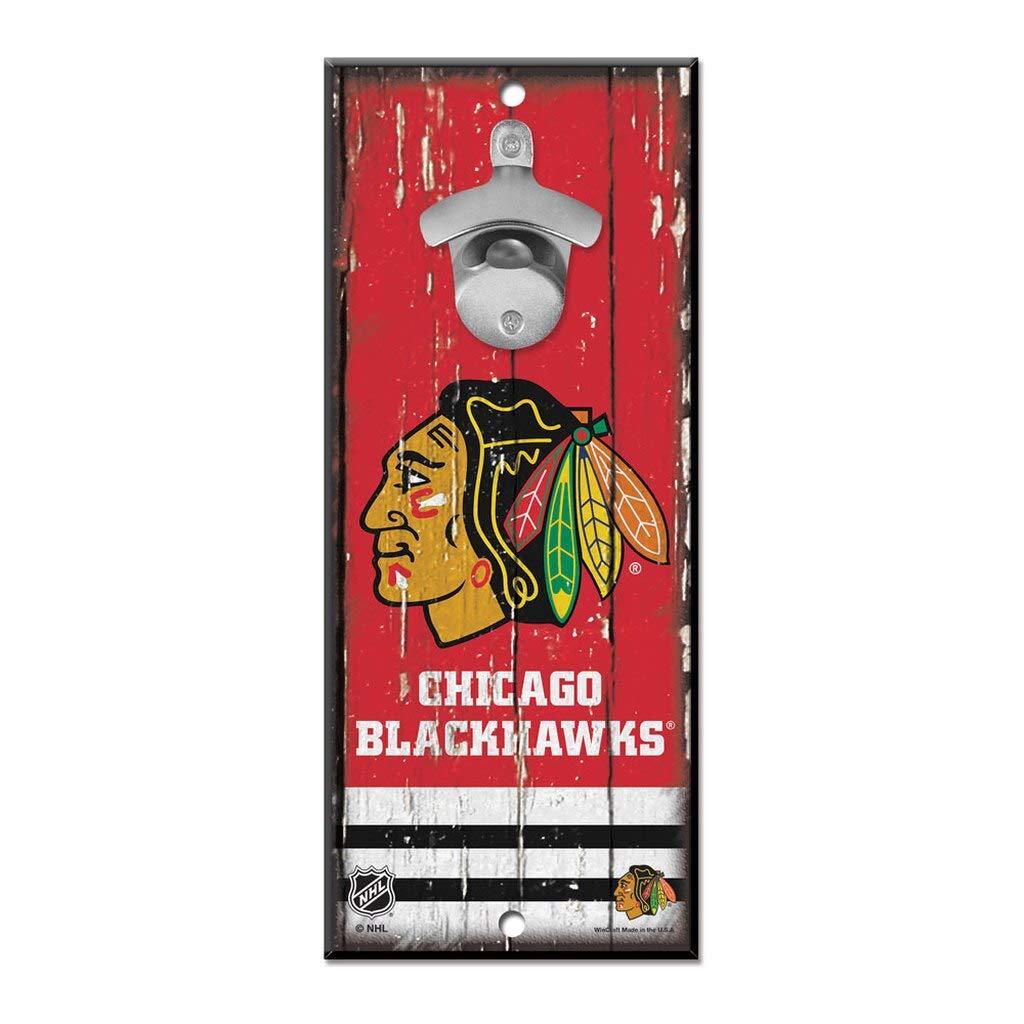 WinCraft NHL Unisex-Adult 5x11 Wood Sign Bottle Opener Chicago Blackhawks 5"x11" Team Colors - BeesActive Australia