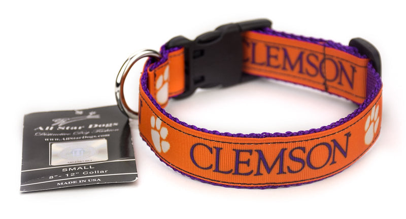 All Star Dogs Clemson Tigers Ribbon Dog Collar Small, 1 Inch Wide - BeesActive Australia