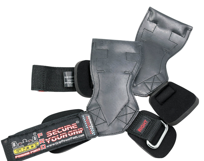 Lifting Grips PRO Weight Gloves Heavy Duty Barbell Gymnastics Straps Alternative to Power Hooks Deadlifts Adjustable Neoprene Padded Wrist Wrap Black Rubber Small 5.0"-6.40" Wrist Size - BeesActive Australia