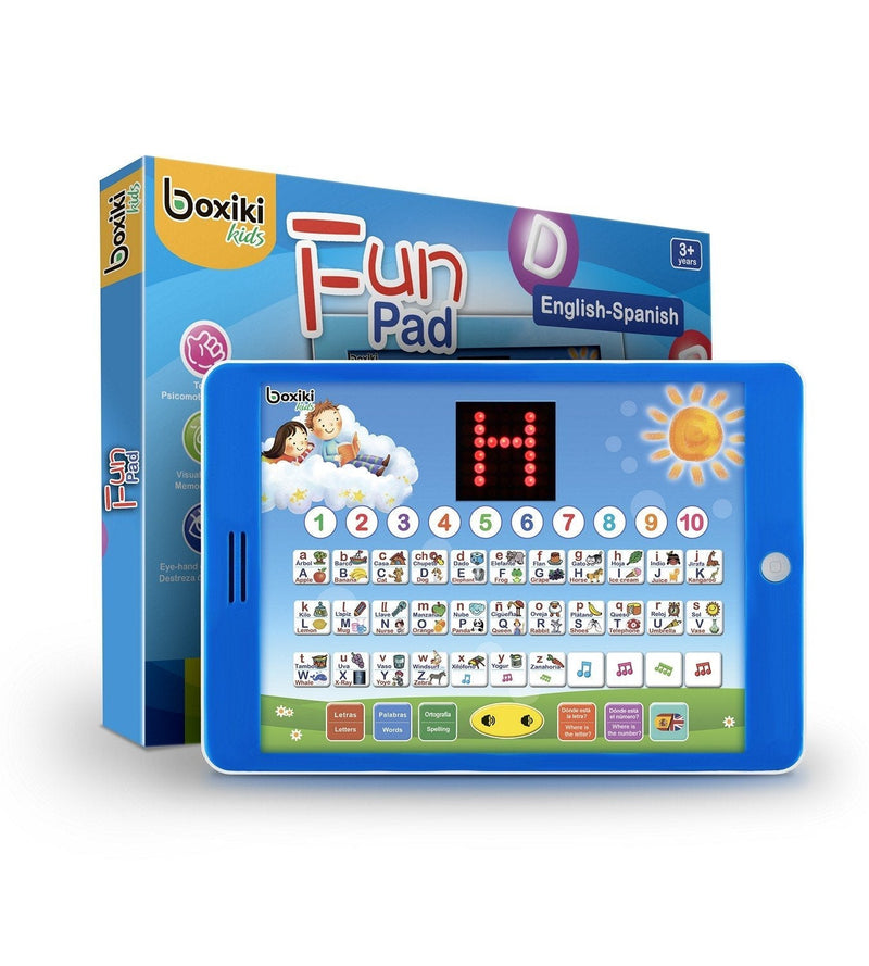 Boxiki kids Spanish-English Learning Bilingual Tablet Educational Toy with LED Screen Display. Learn Spanish and English with ABC Games and Spelling. Kids Love Our Interactive Educational Toys! - BeesActive Australia