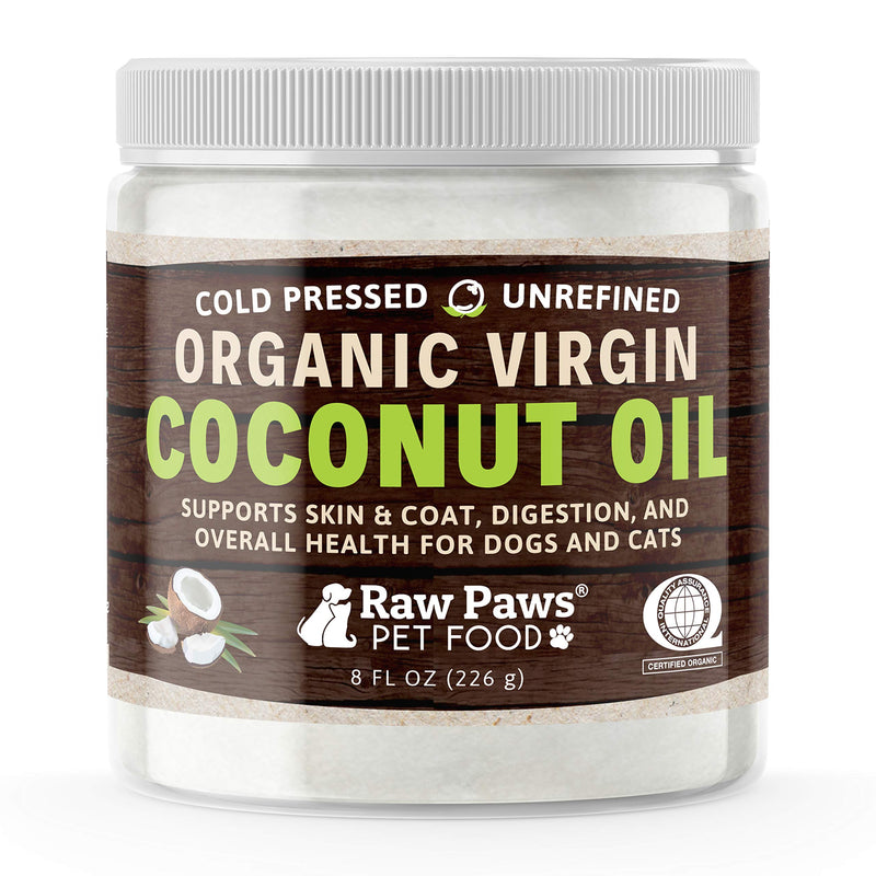 Raw Paws Organic Virgin Coconut Oil for Dogs & Cats, 8-oz - Supports Immune System, Digestion, Oral Health, Thyroid - All Natural Allergy Relief for Dogs, Hairball Relief - BeesActive Australia