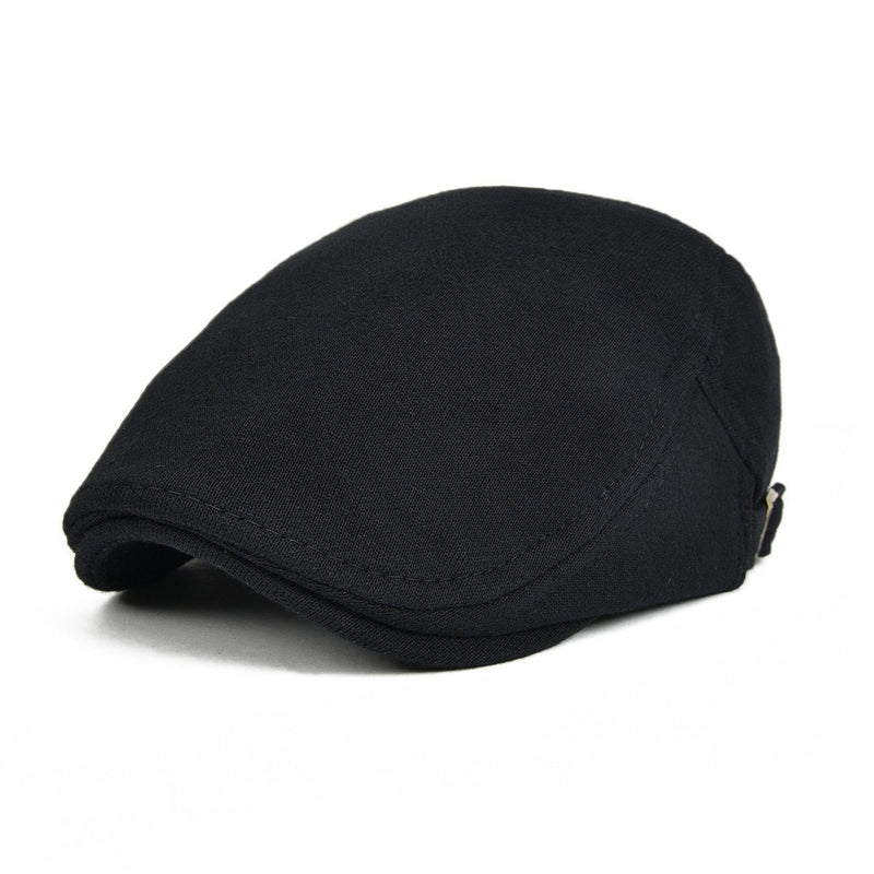 VOBOOM Men Newsboy Cap Cotton Flat Ivy Gatsby Driving Hat Black - BeesActive Australia