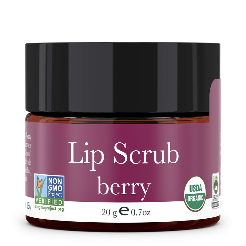 Organic Lip Scrub - Berry Sugar Scrub, Lip Scrubs Exfoliator & Moisturizer, Lip Care Exfoliating Scrub and Lip Moisturizer for Chapped Lips, Lip Repair for Soft Lips, Best Gift or Stocking Stuffer .7 Ounce - BeesActive Australia